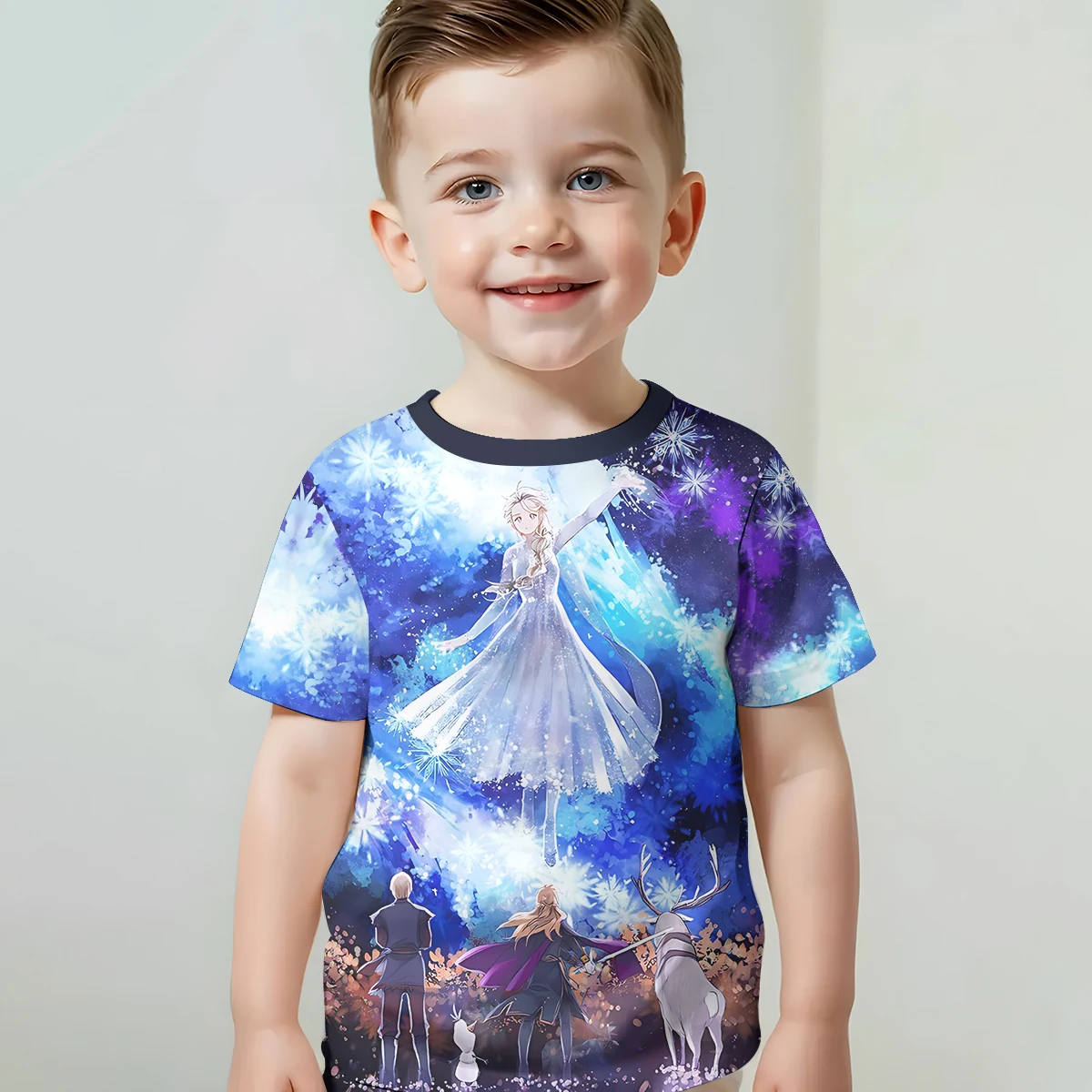 Cartoon Princess Frozens 3D Print Baby Clothing 5 to 14 Years Male Outdoor Clothes for Children Boy Girl Child T-Shirt Top