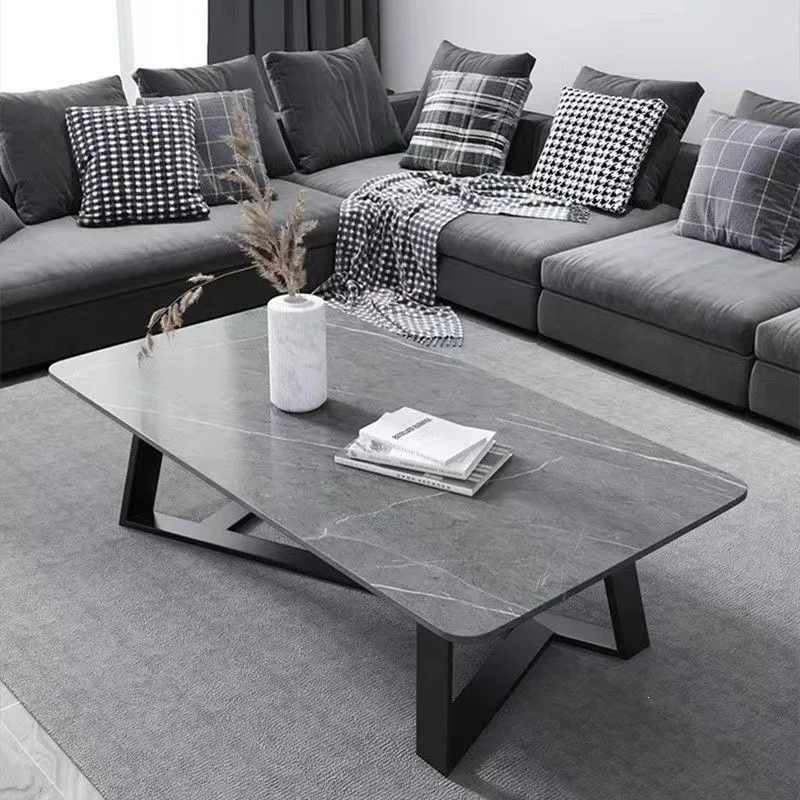 Nordic simple rock slab coffee table modern small apartment rental house waterproof leave-in rock slab coffee table
