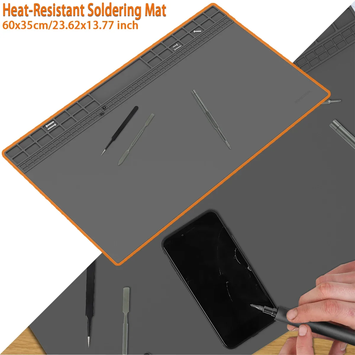 

60x35cm Silicone Soldering Mat Resistant High Temperature Insulation Repair Pad Foldable Soldering Work Station Mat