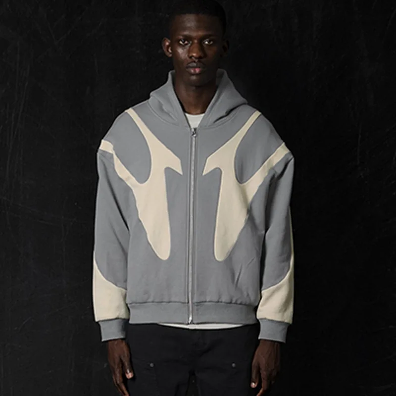 الأوروبية الأمريكية الخريف الشتاء الشارع الربط المتناقضة هوديي أعلى Y2KHarajuku القوطية فضفاض سستة البلوز الرجال النساء معطف #2