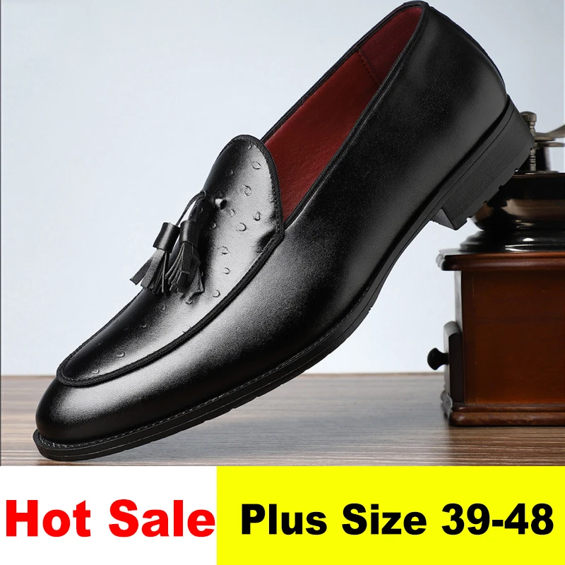 Business Luxury Slip-On Leather Shoes Men's Casual Moccasins Black Wedding Shoes Dress Fashion Oxford Shoes Pointed Office Shoes