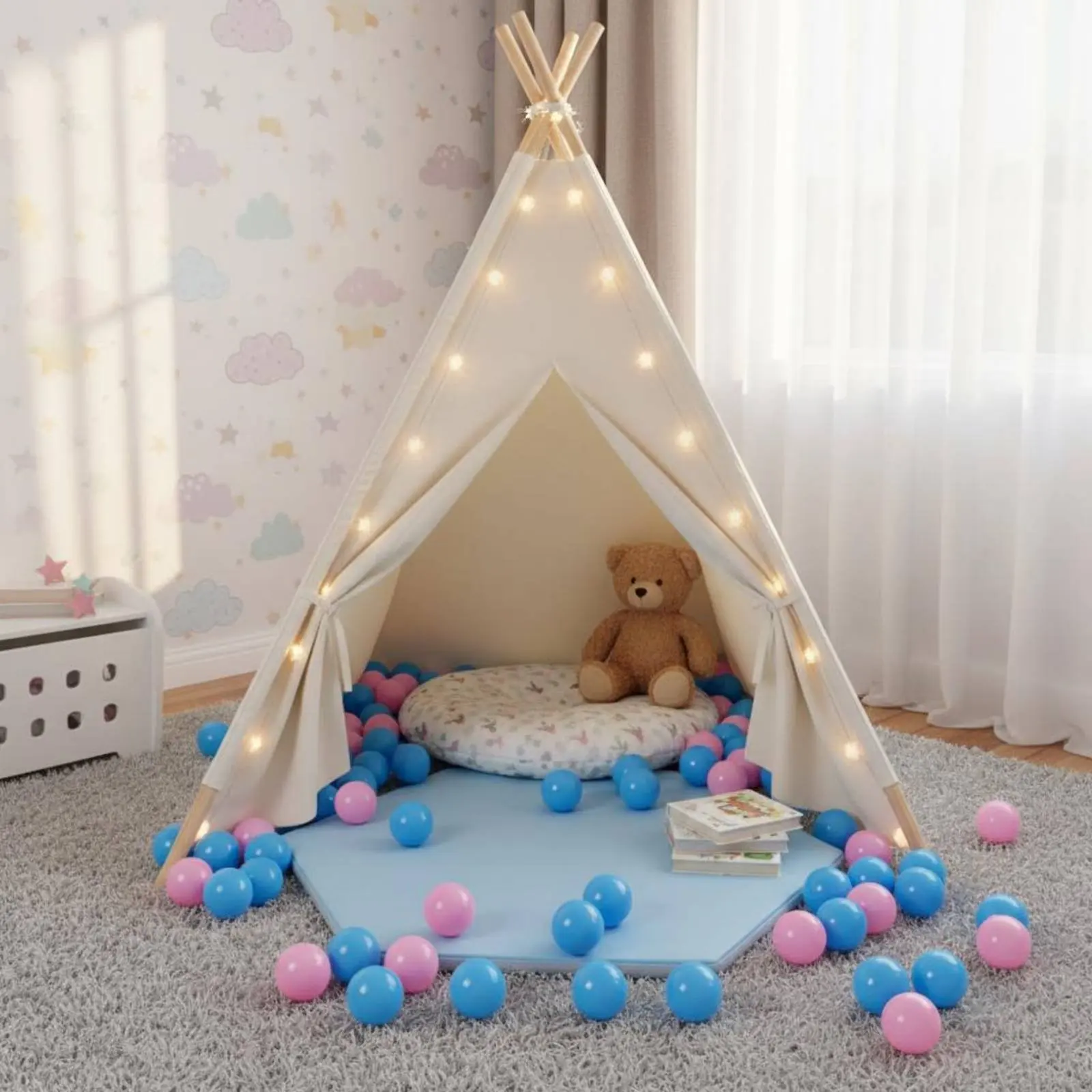 

Mesh Sphere Playpen Tent Fastener Door Quick-Setup Sphere Playpen Foldable Playhouse Easy to Clean Hexagonal Kids Playhouse