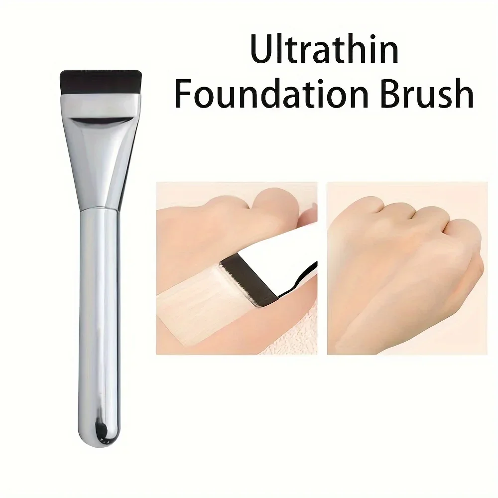 Ultra-Thin Flat Foundation Brush Streak-Free Liquid Makeup Tool Non-Absorbent Vegan Synthetic Bristles Flawless Blending For