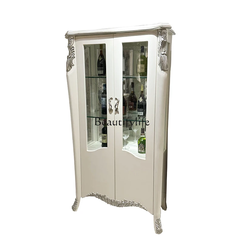 

French wine cabinet, European court living room solid wood carving flower high partition cabinet