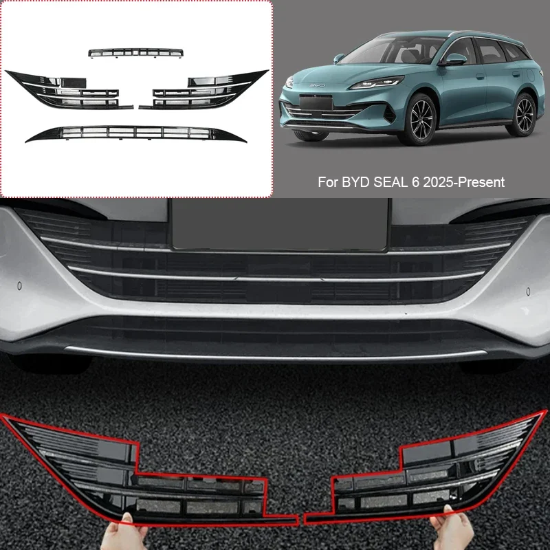 For BYD SEAL 6 2025-Present Car Modify Front Buckle Insect Proof Net Auto Front Bumper Center Intake Grille Cover Accessories