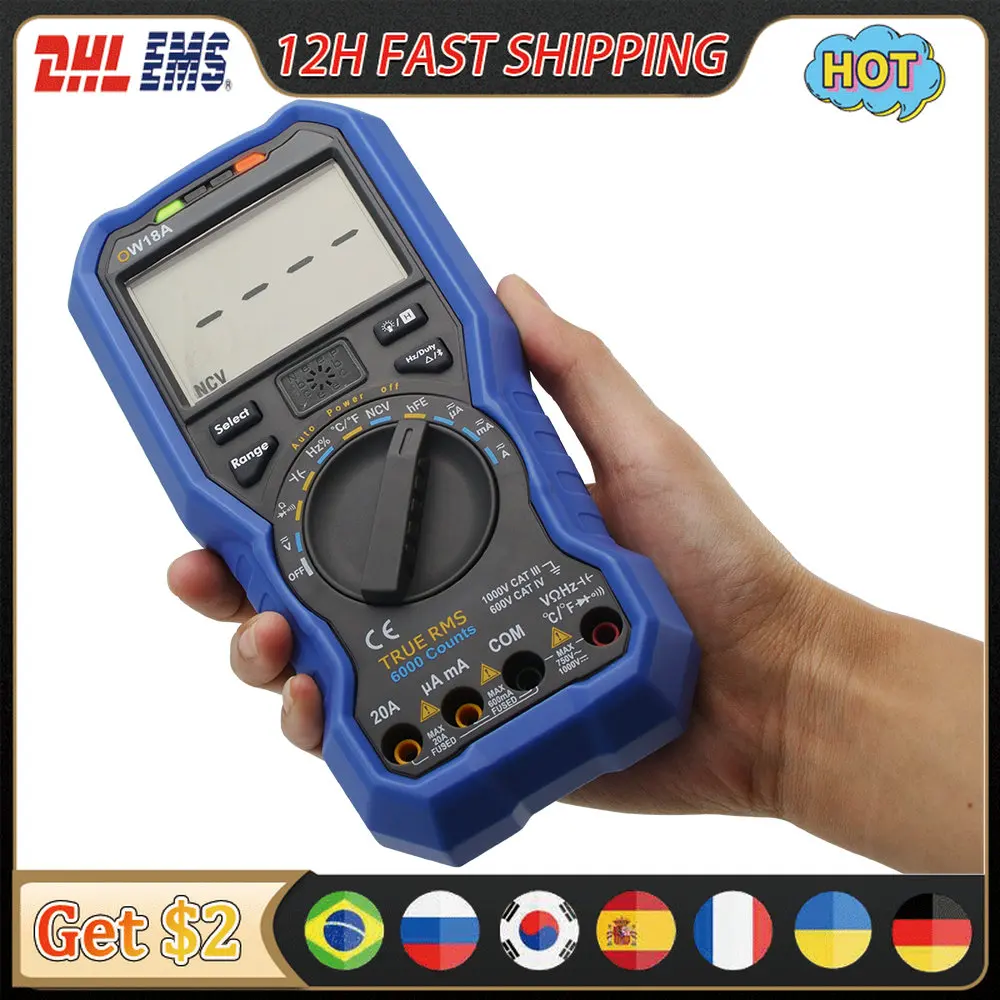 OWON OW18A OW18B 3 5/6 Smart Digital Multimeter Digital Supported True RMS Test NCV Non-contact Voltage Sense Multimeters