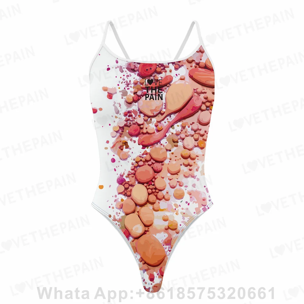 2022 New Love The Pain Summer Ladies Sexy Thin Belt Swimsuit One-piece Quick-dry Swimwear Functional Training Sports Swimsuit