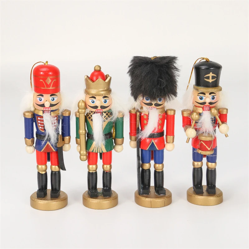 

1pcs Random Color 12cm Wooden Nutcracker Miniature Puppet Ornament Desktop Decoration Cartoon Walnuts Soldiers Band Dolls Toy