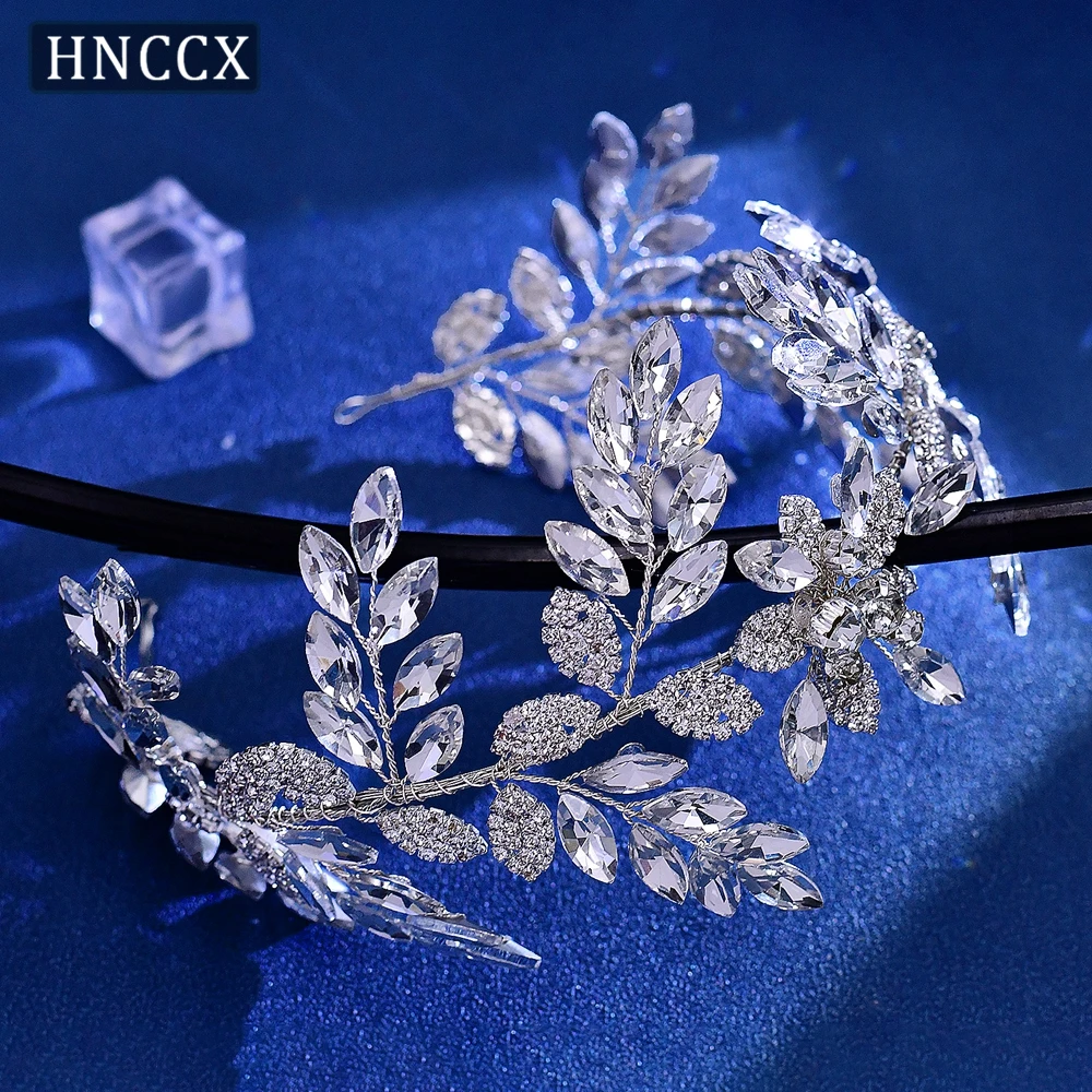 Hnccx Voorhoofd Strass Bloem Bruid Hoofdband Zilveren Kleur Bruiloft Bruiloft Haaraccessoires Bruid Voorhoofd Sieraden Cp714