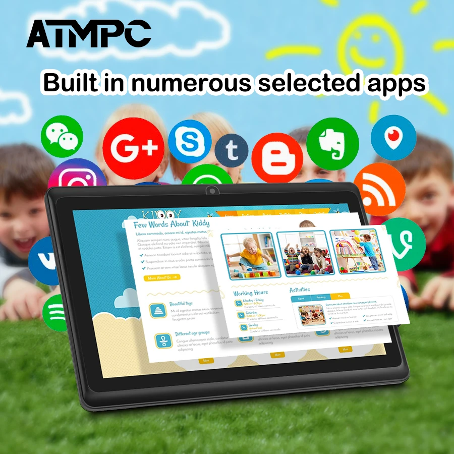 ATMPC 7 inch Tablet Android 11, 3GB RAM+32GB ROM, Quad-Core, 3500mAh, WIFI, BT 4.2, 1024*600 Resolution HD IPS Display Tablet PC