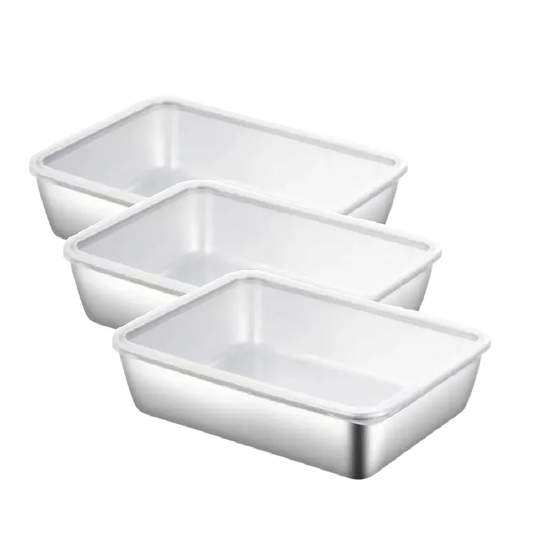 【Flash-Deal!】Meat Keeper For Refrigerator 3X Airtight Food Storage Containers With Lid Stainless Steel Bacon Keeper Fridge Organ