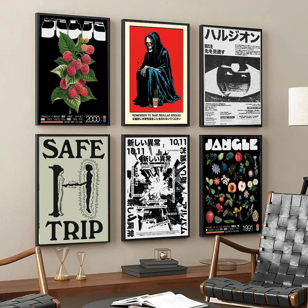 اليابانية خمر مجردة قماش المشارك الكلاسيكية طباعة الرجعية منتصف القرن الرسم على لوحات القماش الجدارية غرفة المعيشة غرفة نوم ديكور المنزل #1