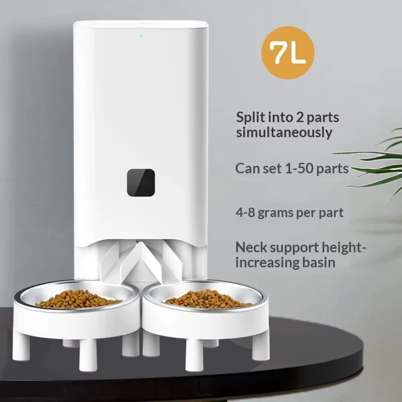 FurStarJingwang Pet Stainless Steel Automatic Feeder Cats Dogs Timing Quantitative Feeding Triple/Double Bowls Visual Monitoring