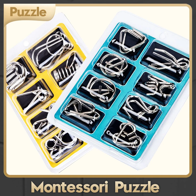 Metal Montessori Puzzle Wire IQ Mind Brain Teaser Puzzles Children Adults Interactive Game Reliever Educational Toys