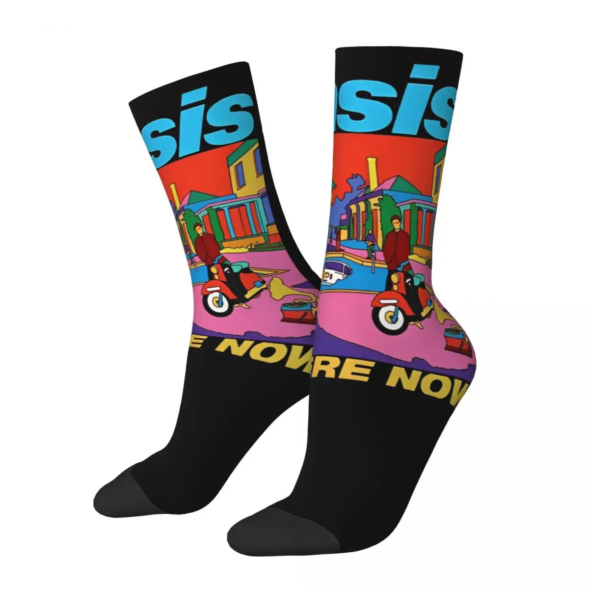 Be Here Now Illustration Rock Band Socks Men Women Polyester Funny Happy O-Oasis Socks Spring Summer Autumn Winter Socks Gift