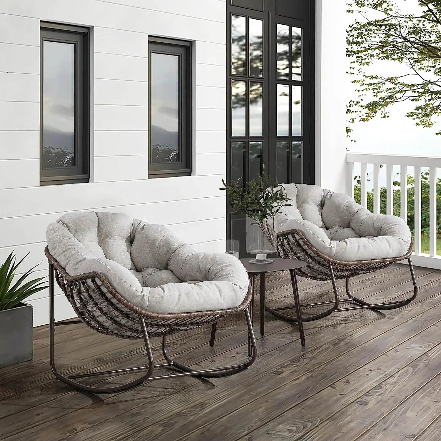 Large Indoor Outdoor Rocking Chair, Oversized Rocking Papasan Chair with Thick Cushion and Frame Outdoor Rocker,, Customized