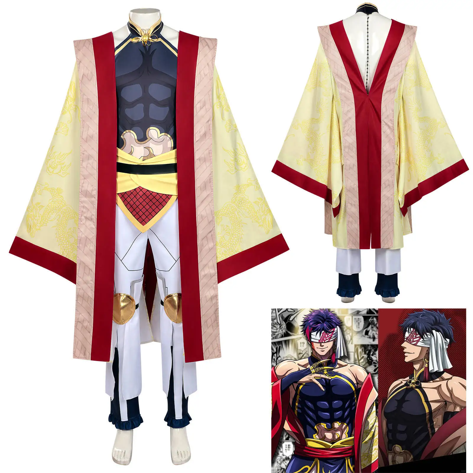 

Record of Ragnarok Qin Shi Huang Cosplay Costume The Same Style of Coat Pant Accessories Wig Halloween Stage Performance Costume