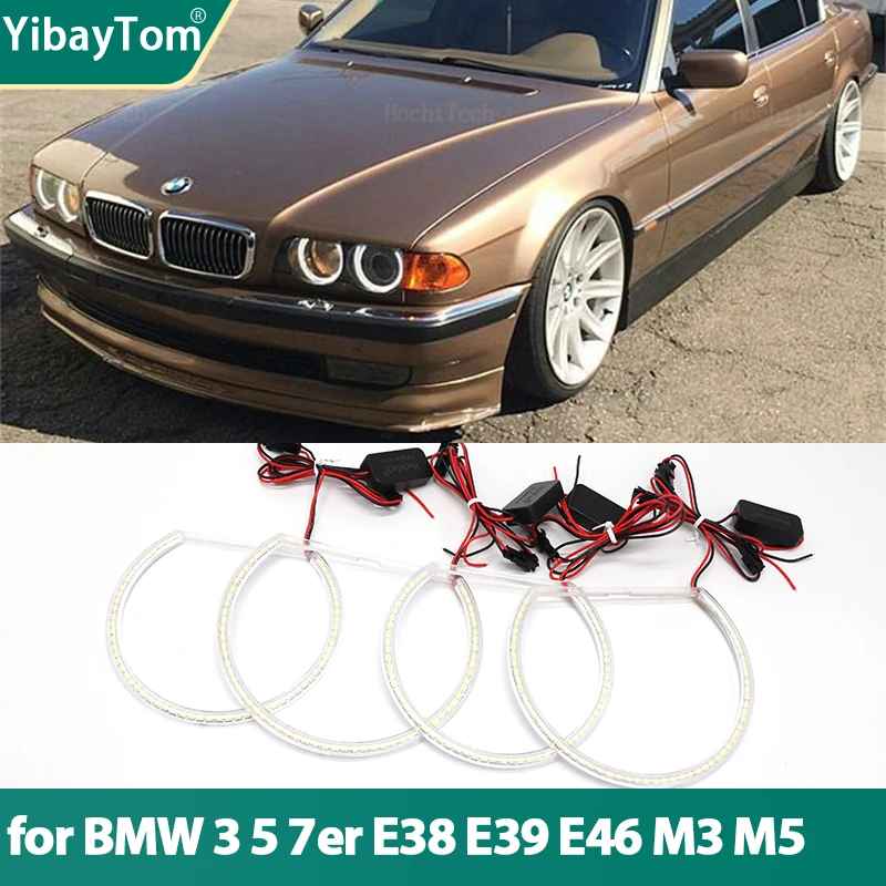 Кольцо с ангельскими глазами, регулируемая яркость, для BMW 3, 5, 7, E36, E46, E39, E38, 730iL, 320i, 530i, 131 мм, 146 мм