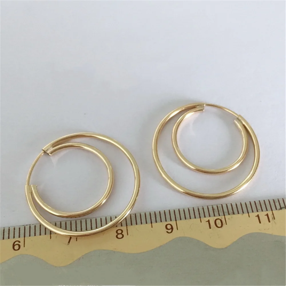 14K Gold Filled In&Out Double Endless Earwire Hoop Earring 16 and 24mm, 20 and 30mm