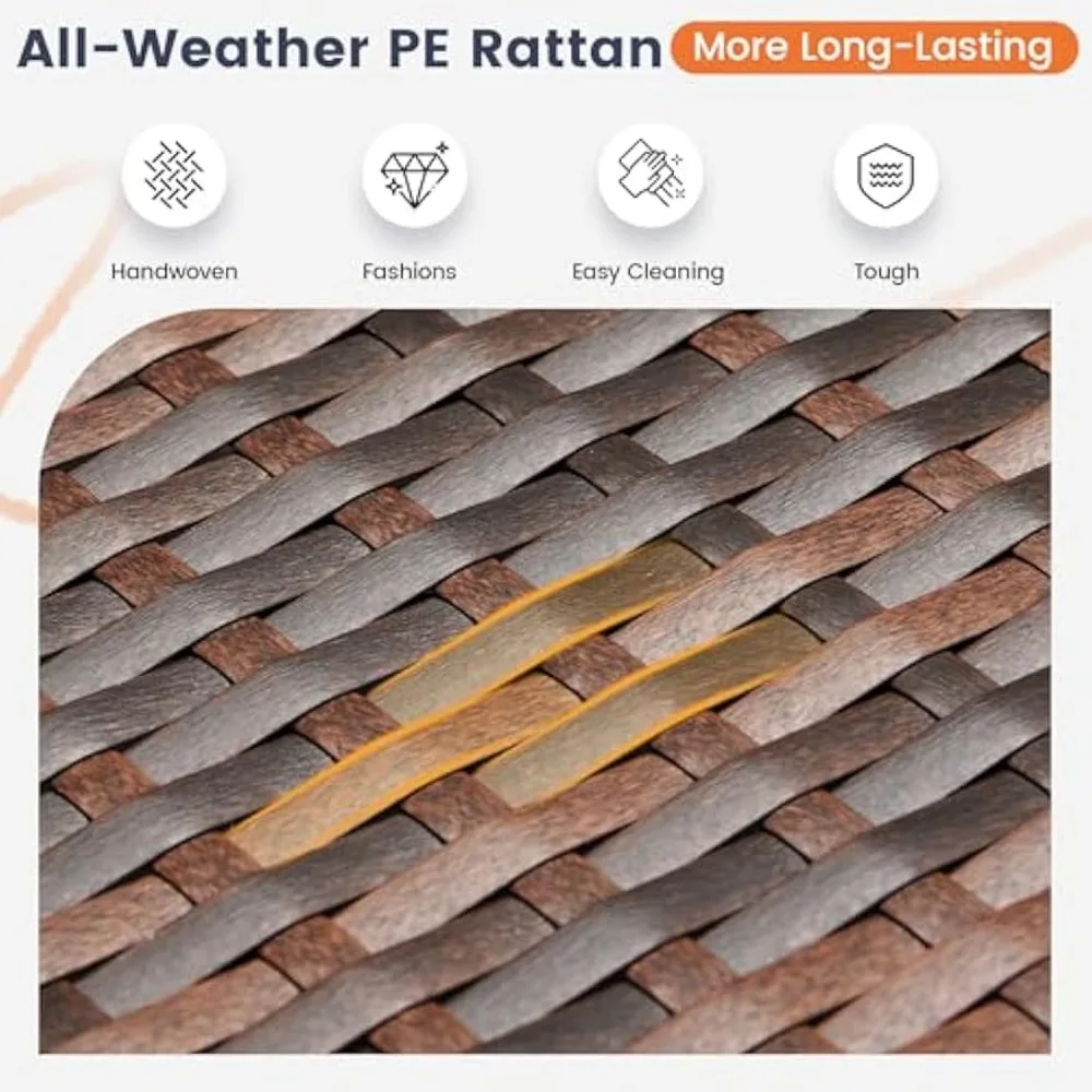 Conjunto de sofá secional externo com apoio de braço de 8 polegadas, móveis de conversa de vime de 6 peças para pátio