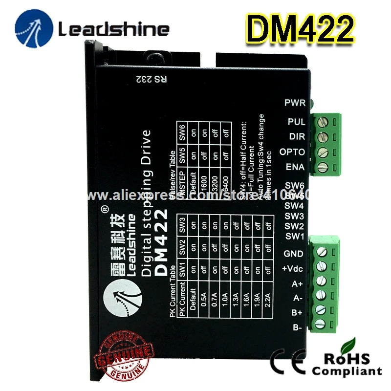 DM422 Leadshine 2 Phase Stepper Drive Max 36 V DC 0.5 to 2.2 A Matching With Nema 14 NEMA 15 and NEMA 17 Stepper Motor