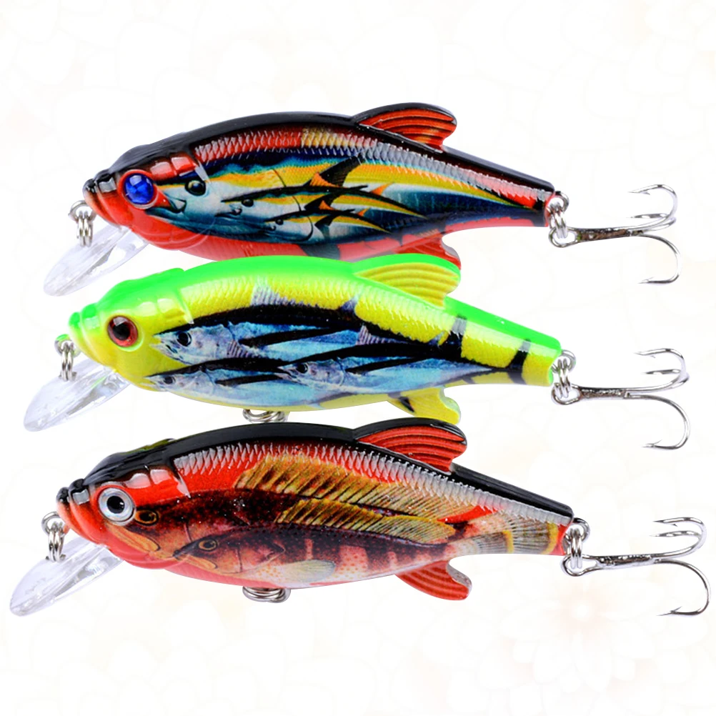 

3 Pcs Fish Shaped Bionic Fishing Lures Lifelike Artificial Baits Minnow Reusable Bass Silver Carp Strong Metal Hook Tongue