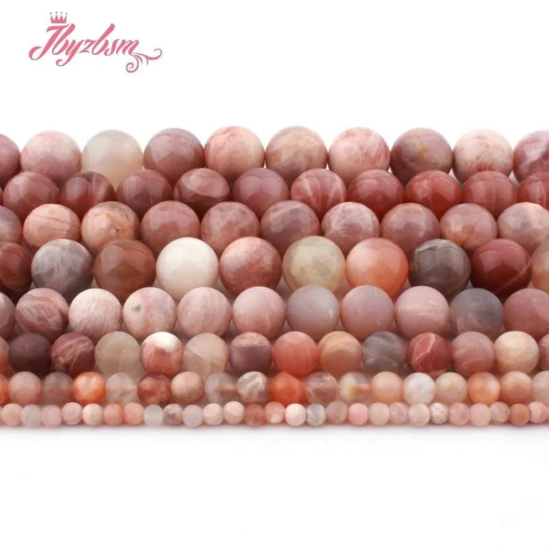 

6,8,10,12mm Smooth Faceted Frost Round Sunstone Natural Stone Beads For Necklace Bracelat Jewelry Making 15"Free Shipping DIY