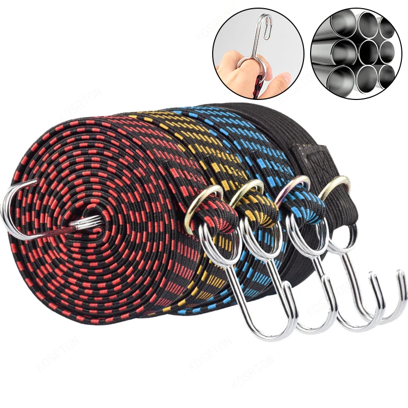 1M/2M Rubber Elastic Belt Bicycle Accessories Trunk Rope Hook Strap Roof Luggage Fixed Hook