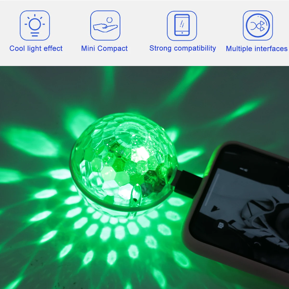 

Crystal LED Light Mini USB Powered Cool Stage Ball Light Effects for Phone DJ Disco Karaoke Stage Lights
