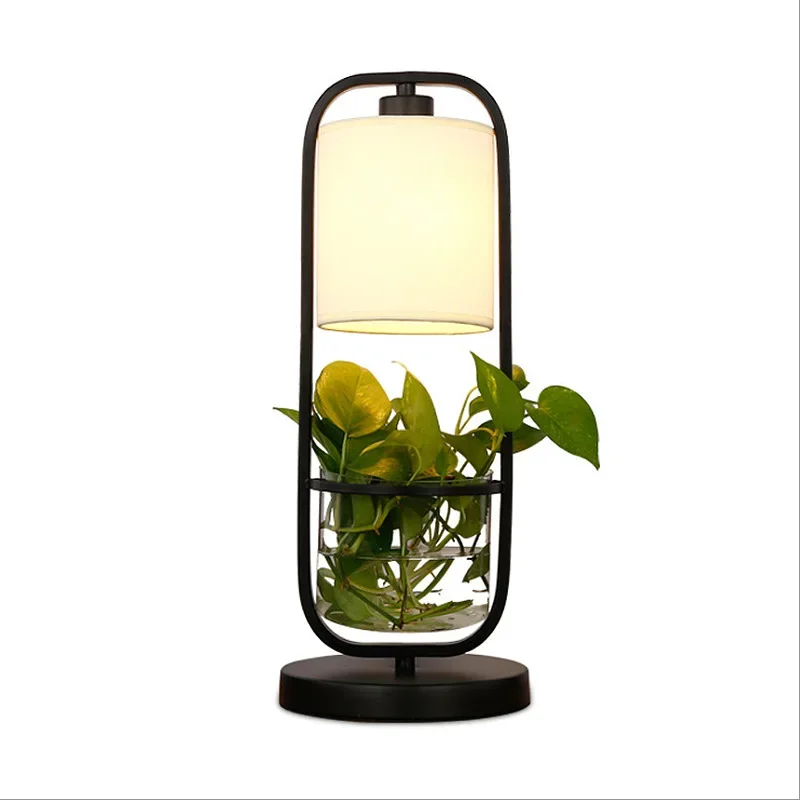 

Nordic Glass Desk Light Creative Balcony Study Wrought Iron LED Green Plant Table Lamp