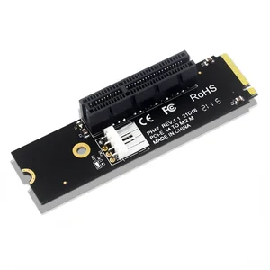 Terbaru NGFF M. 2 untuk PCI-E 4X Riser Kartu M2 M Kunci untuk PCIe X4 Adaptor dengan Indikator LED SATA Power Riser untuk Bitcoin Miner Pertambangan 12 pci e penjualan terbaik - №