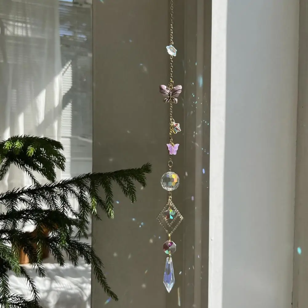 Hanging Ornament Wind Chime Butterfly Suncatcher Wind Chime Rainbow Maker Prism Hanging Ornament Indoor Outdoor Window for Home