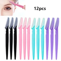 6/12Pcs Mix Color Eyebrow Razor Women Face And Body Safe Trimmer Hair Shaver Eye Brow Remover With Cover Small Makeup Tools Set