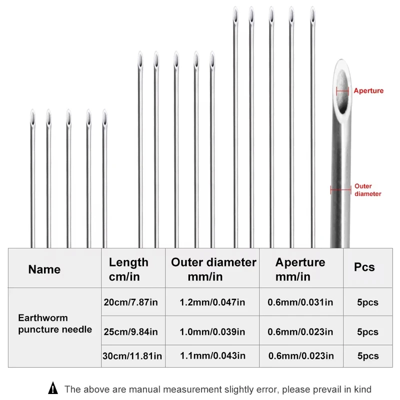 Earthworm Hooking Needle Stainless Steel Portable Hollow Fishing Worm Piercing Needle Driller Fishing Tackle