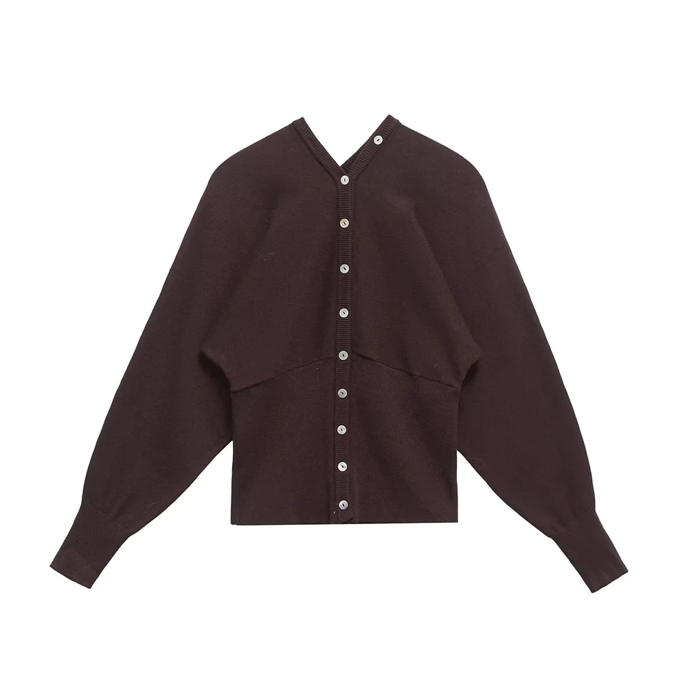 

2024 RARF Winter New Product Women's Fashion Casual Simple Slim fit V-neck Long sleeved Knitted Jacket