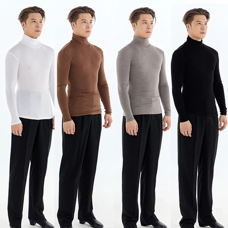 

4 цвета, топы для бальных танцев для взрослых, мужские топы с высоким воротником, современный танцевальный топ, мужские топы для латинских танцев, тренировочная одежда для сцены, SL14572