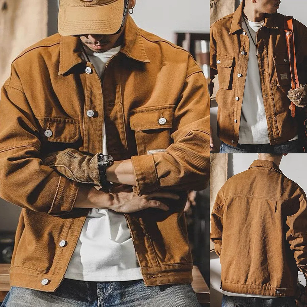 เสื้อโค้ทผู้ชายทรงหลวมแขนยาว, เสื้อโค้ทสำหรับใส่ทำงานกลางแจ้งไซส์ใหญ่ดูแลรักษาง่ายทนทานใช้ได้ทุกวัน