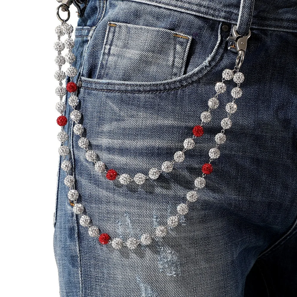New Hip Hop Trousers Rhinestone Keychain Hipster Pant White Wallet Belt Chain Jeans Chain Reading Glasses Jewelry & Accessories view 5