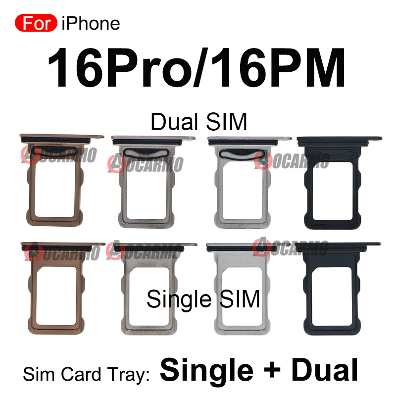 For iPhone 16 Pro Max 16Pro SIM Card Dual + Single Sim Tray Slot For iPhone 16 Pro Max 16Pro SIM Card Dual + Single Sim Tray Slot