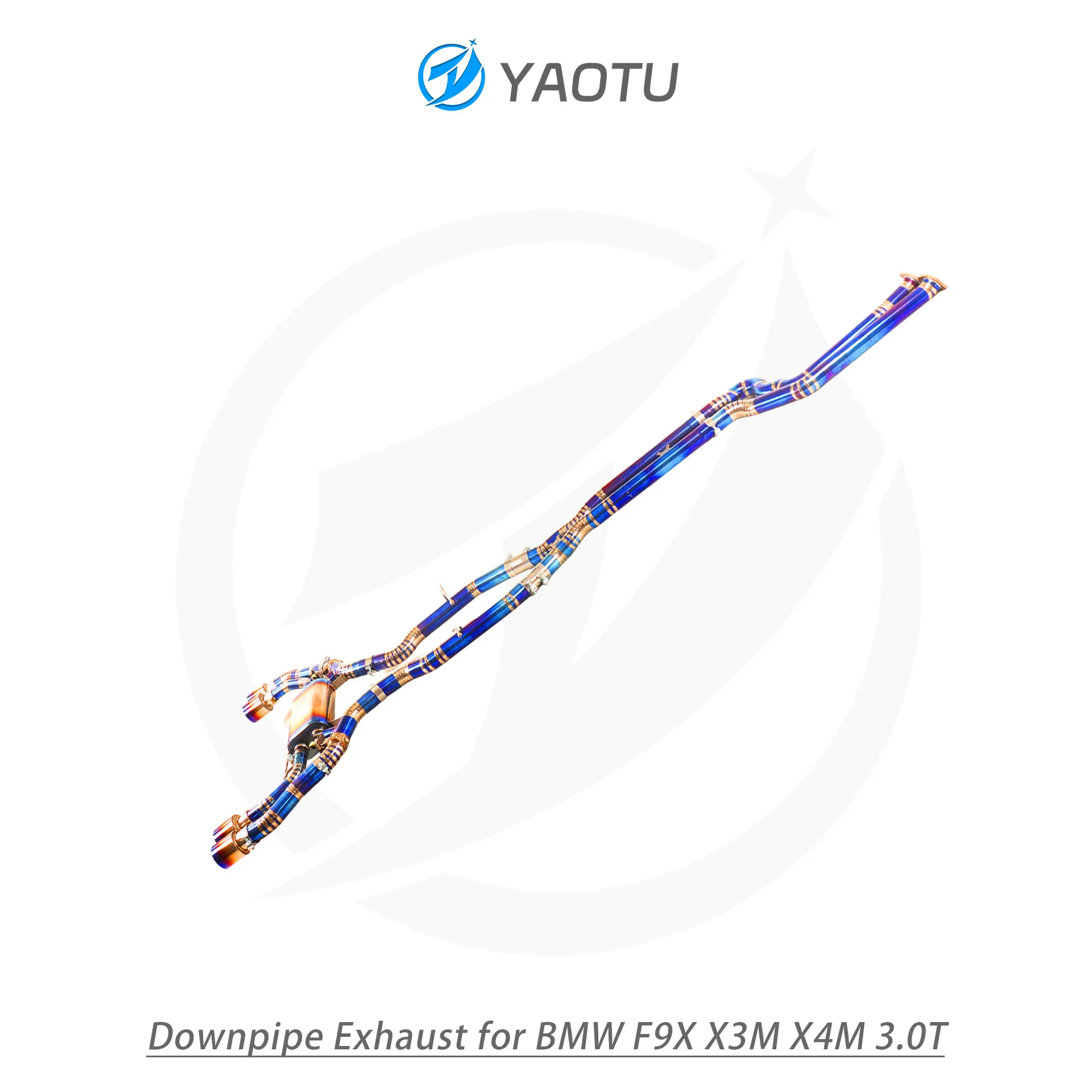 YT Titanium Catback Exhaust with Dual Side Four Outlets and Valve System for BMW F9X X3M X4M 3.0T