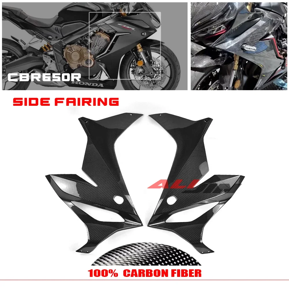 100% Real Dry Carbon Fiber Fairing Fit Honda CBR650R CBR 2019-2023 Motorcycle Accessories Side Panel Cover Cowls Spoiler Kits