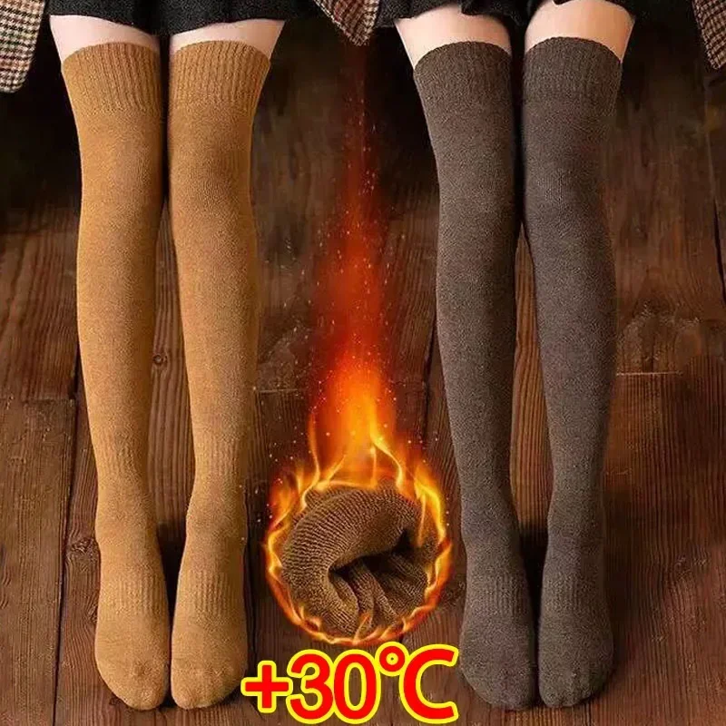 נשים קישוש ארוך מעובה גרביים החורף חם בינוני צינור גרביים בנות harajuku רטרו צמר קשמיר קשמיר חלקה גרביים