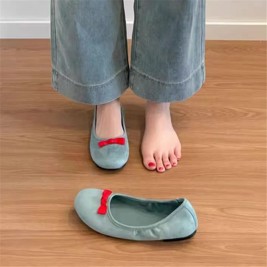 Cute Bowknot Women Ballet Flats Casual Slip-on Loafers Dance Shoes Ladies Walking Espadrilles Comfortable Flat Shoes Woman
