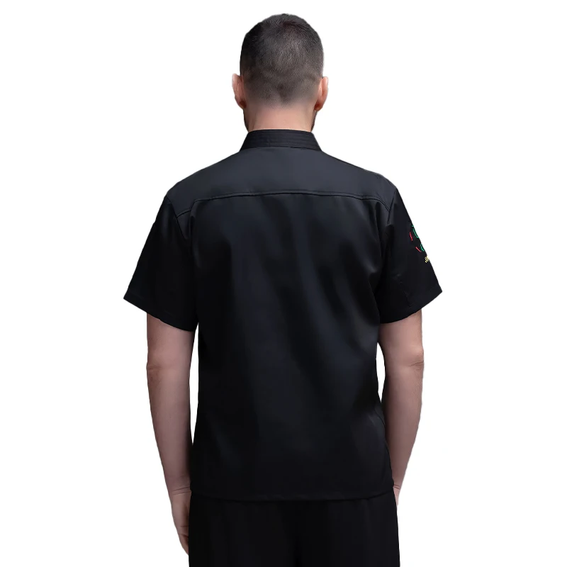 Рубашка шеф-повара с коротким рукавом, рабочая одежда для мужчин, гостиница, кейтеринг, западный ресторан, кухня, одежда для выпечки, дышащая одежда для приготовления пищи