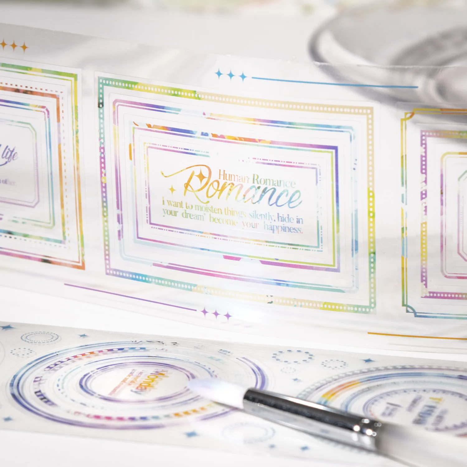 65mm * 200cm a cor da fronteira série vintage geométrico paisagem pet fita criativa diy diário material colagem papelaria