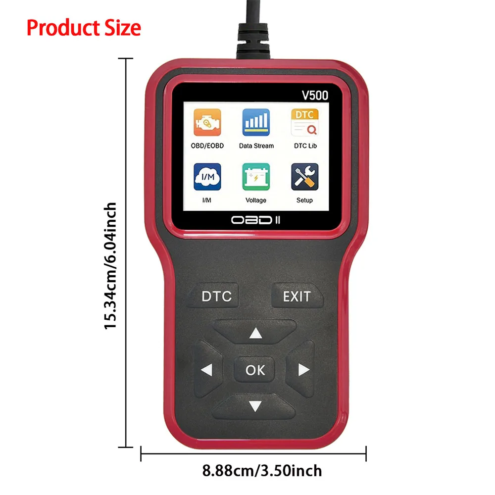 V500 Obd2 Scanner Diagnostic Tool Car Engine Code Reader Check Engine Light Reset Battery Voltage Tester for All Obdii Cars