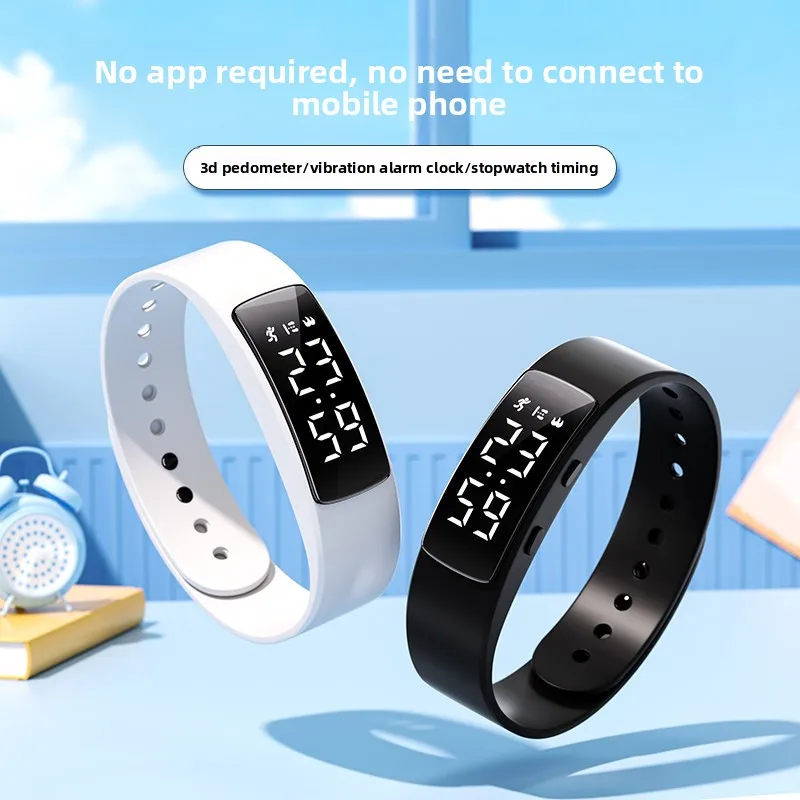 LED Digital Smart Bracelet Waterproof Smart Clock Smartband With Body Temperature Monitor Smart Band Vibration Alarm Reminder