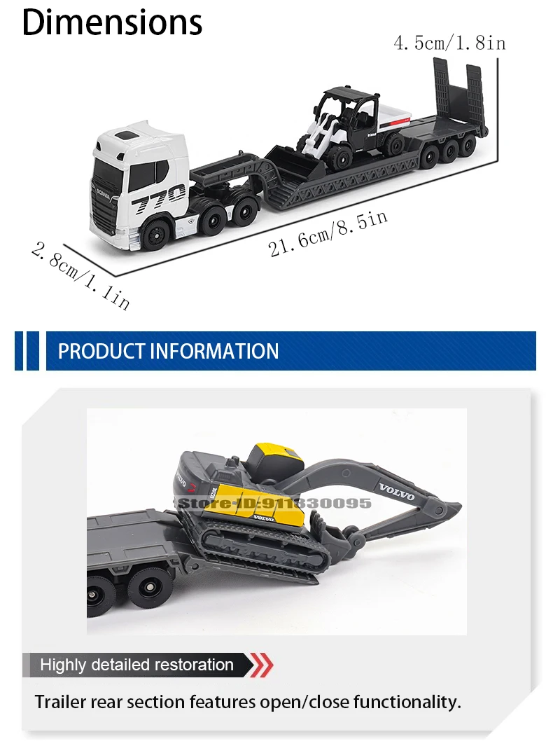 Maisto 1:64 SCANIA 770 S Volvo Gabelstapler Transportfahrzeug Bagger Druckguss Präzisionsmodellauto Modellsammlung Geschenk – Detail 2