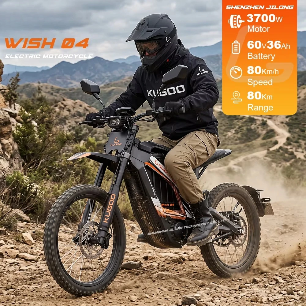 Whosale Off Road Electric Motorcycle 80km/h 3700W 60V Electric Moped Electric Dirt Bike 24inch Tire