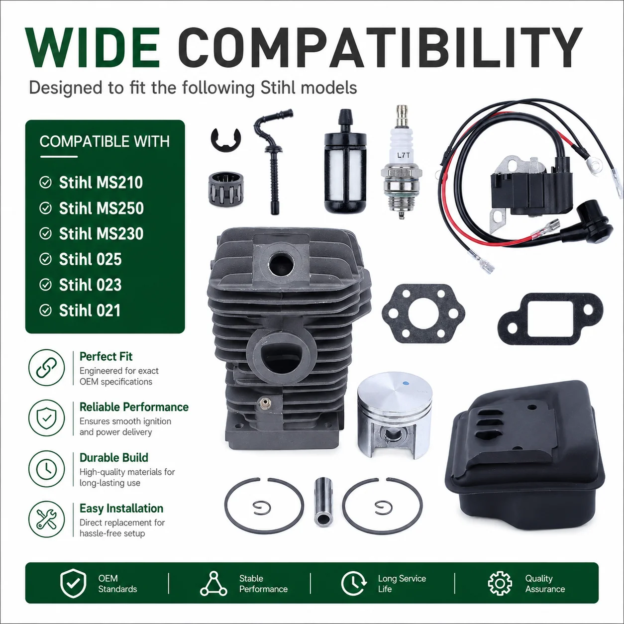 Muffler Fuel Filter Spark Plug E-Clip Kit For Stihl MS210 MS250 MS230 025 023 021 Chainsaw Tune Up Parts Replace 11230201209